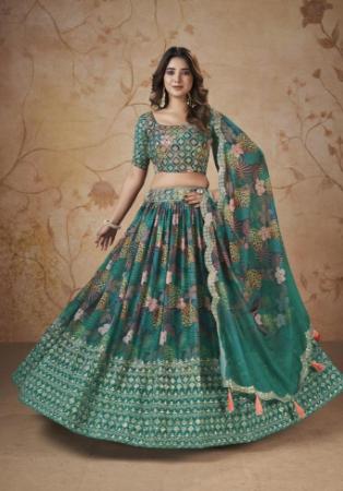 Picture of Classy Georgette Teal Lehenga Choli