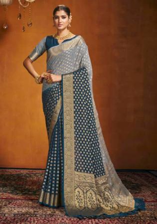 Picture of Charming Georgette Light Slate Grey Saree