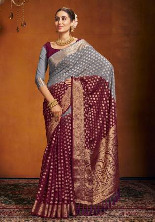 Picture of Sightly Georgette Dark Grey Saree