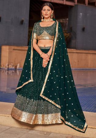 Picture of Bewitching Georgette Dark Green Lehenga Choli