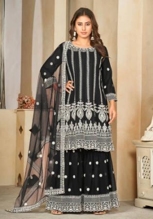 Picture of Georgette & Net Black Anarkali Salwar Kameez