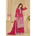 Picture of Fascinating Silk Fire Brick Straight Cut Salwar Kameez