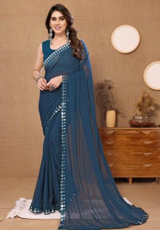 Picture of Amazing Chiffon Dark Slate Grey Saree