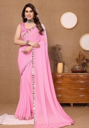 Picture of Ravishing Chiffon Pink Saree