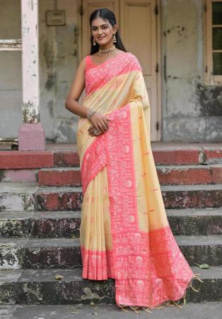 Picture of Appealing Silk Pale Golden Rod Saree