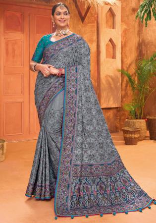 Picture of Lovely Silk Slate Grey Saree