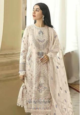 Picture of Well Formed Georgette Beige Straight Cut Salwar Kameez