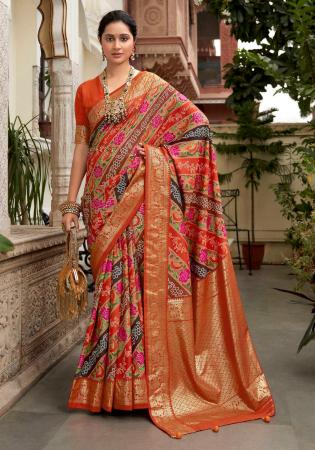 Picture of Enticing Silk Fire Brick Saree