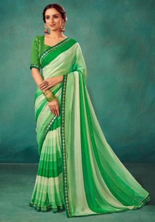 Picture of Excellent Chiffon Dark Sea Green Saree