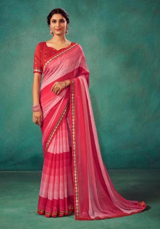 Picture of Comely Chiffon Indian Red Saree