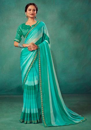 Picture of Statuesque Chiffon Light Steel Blue Saree