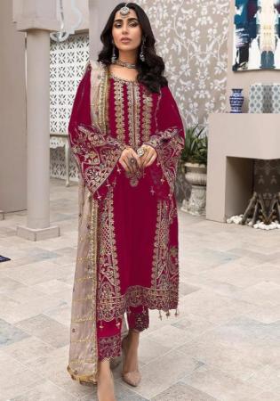 Picture of Enticing Georgette Maroon Straight Cut Salwar Kameez