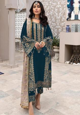 Picture of Georgette Midnight Blue Straight Cut Salwar Kameez