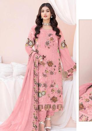 Picture of Georgette Light Pink Straight Cut Salwar Kameez