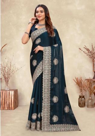 Picture of Appealing Crepe & Silk Dark Slate Grey Saree