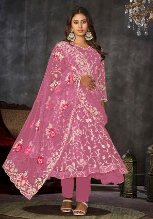 Picture of Nice Net Pale Violet Red Anarkali Salwar Kameez