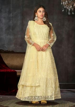 Picture of Comely Net Pale Golden Rod Anarkali Salwar Kameez