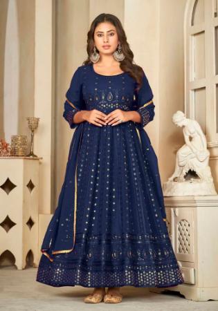 Picture of Splendid Georgette Navy Blue Anarkali Salwar Kameez