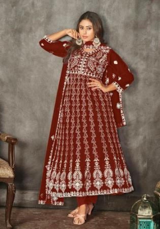 Picture of Gorgeous Net Maroon Anarkali Salwar Kameez