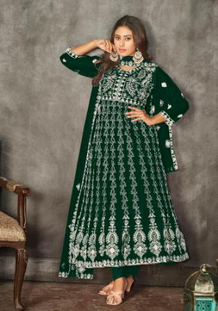 Picture of Alluring Net Dark Green Anarkali Salwar Kameez