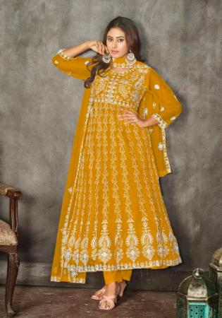 Picture of Magnificent Net Dark Orange Anarkali Salwar Kameez