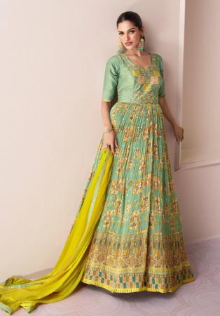 Picture of Georgette Dark Sea Green Anarkali Salwar Kameez