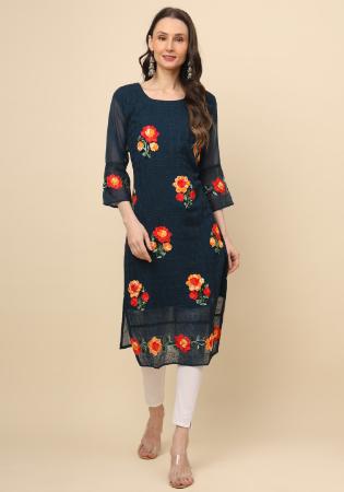 Picture of Statuesque Georgette Dark Slate Grey Kurtis & Tunic