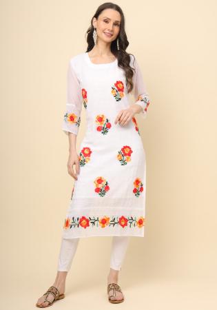 Picture of Statuesque Georgette Off White Kurtis & Tunic