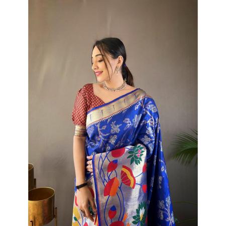 Picture of Beautiful Silk Midnight Blue Saree