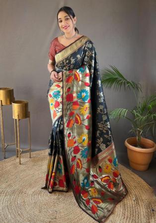 Picture of Magnificent Silk Dark Slate Grey Saree