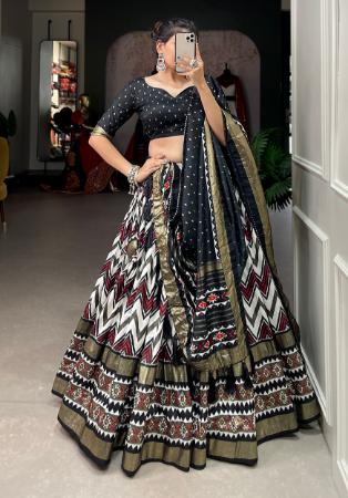 Picture of Exquisite Silk Black Lehenga Choli