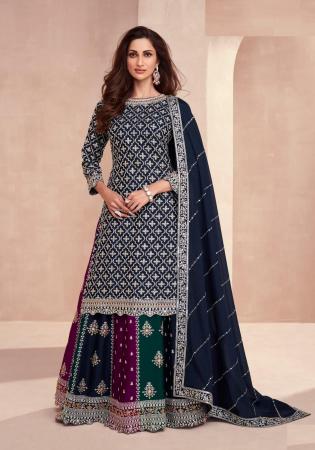 Picture of Fascinating Chiffon Midnight Blue Anarkali Salwar Kameez