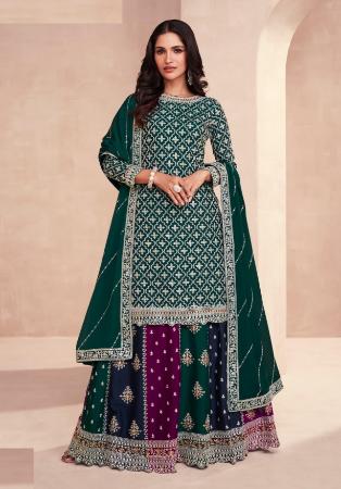 Picture of Chiffon Dark Slate Grey Anarkali Salwar Kameez