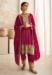 Picture of Well Formed Silk Dark Red Straight Cut Salwar Kameez