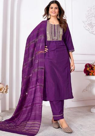 Picture of Ravishing Silk Purple Readymade Salwar Kameez