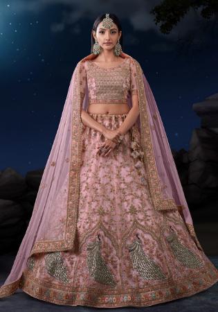 Picture of Gorgeous Net Rosy Brown Lehenga Choli