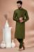 Picture of Well Formed Crepe Dark Olive Green Salwar Kameez Offer