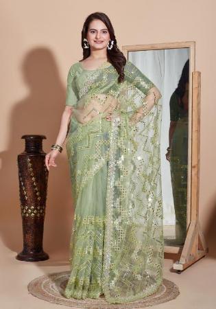 Picture of Amazing Net Dark Sea Green Saree