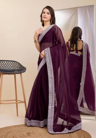 Picture of Radiant Chiffon Maroon Saree