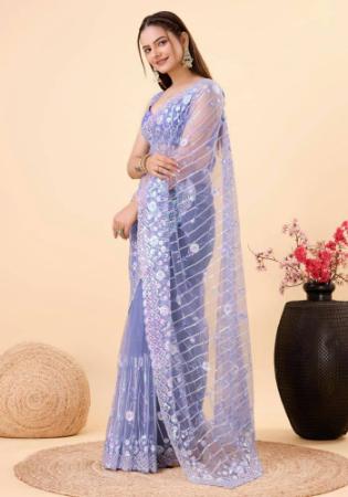 Picture of Exquisite Net Light Slate Grey Saree