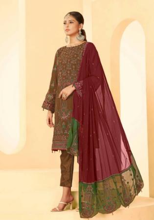 Picture of Exquisite Georgette Brown Straight Cut Salwar Kameez