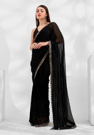 Picture of Admirable Chiffon & Organza Black Saree