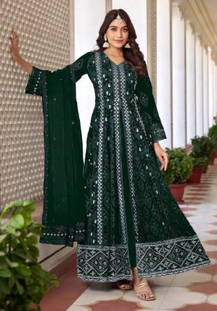 Picture of Georgette Dark Green Anarkali Salwar Kameez