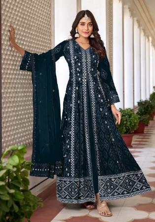 Picture of Georgette Navy Blue Anarkali Salwar Kameez