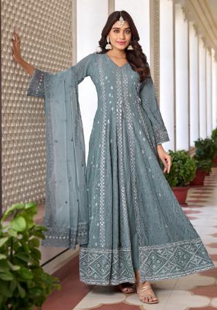 Picture of Georgette Slate Grey Anarkali Salwar Kameez