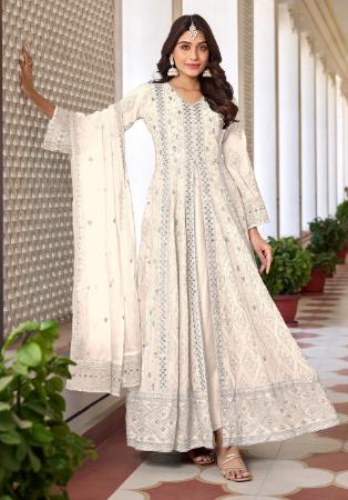 Picture of Georgette Antique White Anarkali Salwar Kameez