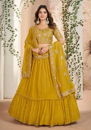 Picture of Statuesque Georgette Dark Golden Rod Lehenga Choli