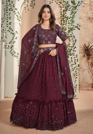 Picture of Ideal Georgette Maroon Lehenga Choli