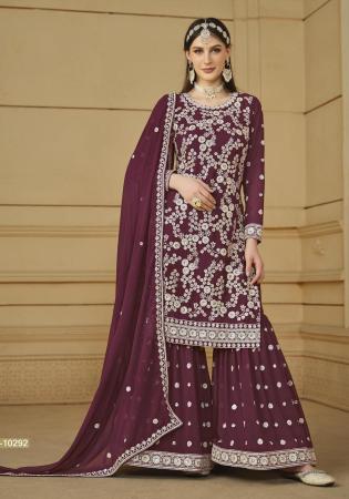 Picture of Nice Georgette Brown Straight Cut Salwar Kameez