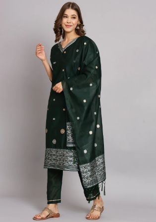 Picture of Cotton & Silk Dark Slate Grey Readymade Salwar Kameez